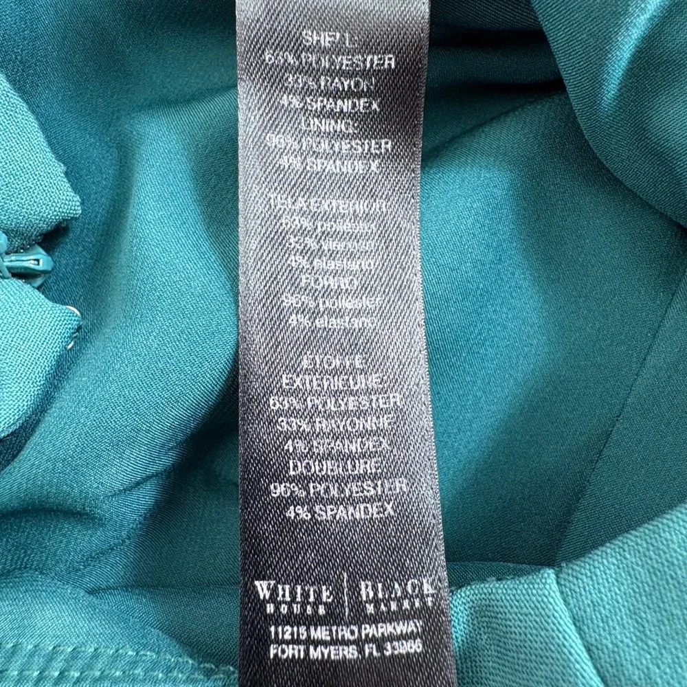 White House Black Market Teal Asymmetric‎ Stitched Sheath Dress 4 Office Chic